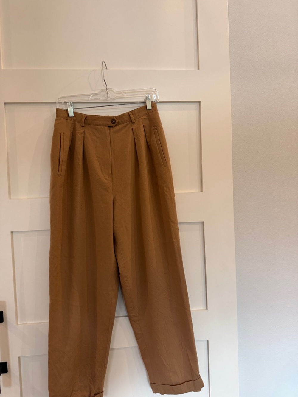 Ralph Lauren Brown Wool Pleated Lined Women's Trousers